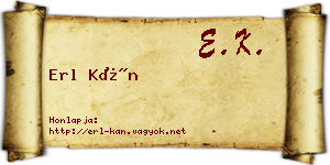 Erl Kán névjegykártya